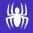 Two pixelated spider icons on a solid blue background, one white and one gray, side-by-side with identical poses.