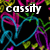 Animated icon with repeating heart-shaped patterns in cyan, magenta, and green on black background; text labels change across frames.
