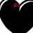 Black heart-shaped icons with white outlines and red pixelated text reading 'So', 'In', and 'Love'