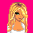 Pixel art contact sheet showing a blonde cartoon character and text elements arranged in a 4x4 grid with pink, white, and gray backgrounds.