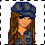Pixelated character with long brown hair and blue cap, wearing blue jacket with red collar, next to text reading You'll Always Be My Baby.