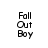 Pixelated text 'Fall Out Boy' displayed in three distinct background variations: white, gray, and black.
