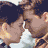 Animated contact sheet of six 48x48 pixel frames showing couples kissing in various settings with different clothing and backgrounds.