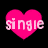 Three animated frames of a pink heart-shaped icon with the word 'single' in white pixelated text, displayed on a black background with one gray transparency placeholder.