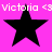 Bright pink background with four black stars and repeated white text reading "victoria <3" in two