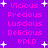 Pixelated purple background with pink text and white stars, displaying repeated words and abbreviations in a -like arrangement