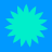 Four identical cyan starburst shapes on a solid blue background, arranged in a with no visible animation changes