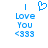 Blue pixelated text 'I Love You <333' with a heart symbol above the text on white background.