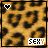 Animated contact sheet of 8 frames showing a leopard-print background with alternating black and white heart icons at top-left and "SEXY" text in bottom-right, each frame displaying different heart states.