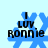 Blue snowflake-shaped icon with black text "I LUV Ronnie" on light blue background, showing four distinct pixelated states.