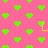 Pixelated green hearts on pink background with orange L-shaped cursor icons appearing and disappearing.