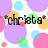 Pixelated image with colorful circles and the text 'christa' in black lowercase letters on a white background.