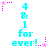 identical pixelated icons featuring cyan text '4 & 1 for ever!' with pink star accents, arranged in three and on a white background