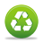 Green circular icon with white recycling symbol on gray background, pixelated rendering with subtle shadow beneath.