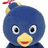 Blue bird-like character with yellow beak, red mouth, and red-tipped fuse on head, pixelated style, white background