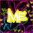 Pixelated text and heart symbols in four quadrants: yellow 'ME' on dark purple, green 'AND' with yellow hearts, pink heart over cyan 'WILL', red 'FOREVER' with blue outlines.