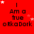 Red background with repeated text "I Am a true OrkaDork" and white/pink star animations in different positions across frames.