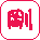 Pixelated red vehicle with white windows and a vertical red bar on gray background, transitioning to same vehicle with blue heart overlay.