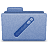 Pixelated blue folder icon with a diagonal dark blue pen or stylus on its front surface, set against a light gray background.