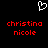 A black background displays a white pixelated heart symbol above red pixelated text reading 'christina nicole' in two lines.