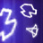 Three white pixelated symbols on a blue gradient background: a zigzag line, a circular arrow, and a right-pointing arrow.
