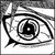 Black-and-white pixelated icon shows a stylized eye with concentric circular pupils and an angular eyelid outline on white background.