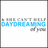 Pixelated static image with blue text reading 'DAYDREAMING' over gray pixel blocks on white background.