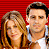 A 49x49 pixel animated contact sheet showing two frames of a buddy icon with a red striped background on the left and green text logo on the right, featuring partial views of two people in close proximity.