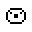 Pixel art face with square eyes and mouth, black outline on white background; two variations show different eye shapes.