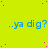 ..ya dig? repeated four times in blue text on a bright yellow background with scattered pink dots; no visible animation changes across observations.