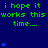 Green text repeats 'i hope it works this time...' on a dark blue background with scattered blue heart icons in varying quantities and positions across observations.