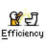 A 4-frame animated contact sheet showing a pixel art icon of a stick figure cleaning a toilet with a yellow brush, each frame displaying slight variations in the brush's motion and spray effect.