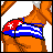 Animated contact sheet of pixel art frames showing a character in Cuban-themed attire with text variations, featuring orange skin, black hair, and repeated "Cuban Shawty" text in red/blue on white backgrounds with decorative borders.