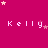 A static image with a bright magenta background featuring repeated white text 'Kelly' and scattered pink stars.