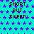 Static pixel art image with cyan background, purple star pattern, and repeated black text "SHORT BUT SWEET!" in three