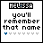 A 4x4 contact sheet of animated frames showing a pixel art buddy icon with text "MELISSA" and "you'll remember that name" alongside blue and gray arrow icons, arranged in a grid layout.