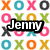 Pixelated of X and O shapes in multiple colors with two overlaid text labels