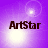 Purple background with four 'ArtStar' text instances, each with a bright white light effect and lens flare in different positions