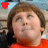 A person in a red shirt with brown hair appears across six , each showing different heart symbols above their head