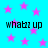 Cyan background with pink stars and repeated black text 'whabz up' in four quadrants.