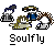 Animated contact sheet of 10 Soulfly-themed AIM buddy icons showing character sprites and green winged logo variations on gray background