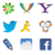 Nine distinct pixelated icons arranged in a 3x3 grid on a gray background, each with unique shapes and color schemes.
