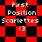 Red and black checkered background with white text reading "First Position Scarlettes <3" in two , displayed in two distinct layouts