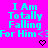 Cyan pixelated text on bright pink background reads "I Am Totally Falling For Him <3" with two black pixel hearts below.