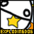 Four identical display a white cartoon dog head with black outlines, yellow star, and orange accents, each containing the text EXPLDING006 in yellow and orange