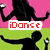 Pixelated animation of silhouetted figures dancing against pink and green backgrounds with text overlays reading 'iDance', 'To My Own Beat!'