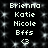 Pixelated text and symbols arranged in a on black background with white dots, showing repeated names and emoticons