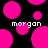 Black background with scattered bright pink circles and two instances of the text 'morgon' in white pixelated font.