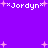 Purple background with white pixelated text "*Jordyn*" and pink star shapes scattered across the image.