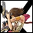 A 48x48 pixel buddy icon featuring a cartoon character with brown hair and pink ear accessories on the left, paired with "Anime IM" text in white pixelated font on a black background to the right.